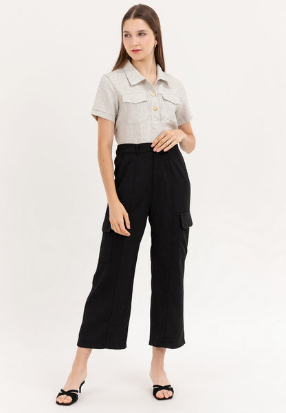 Krizia Cotton Blend Wide Straight Cargo Pants