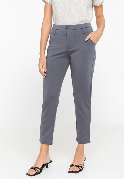 Krizia Cotton Blend Hight Waist Side Pocket Pants