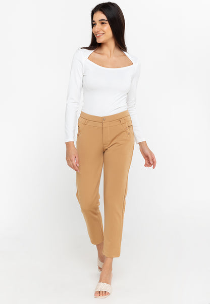 Krizia Cotton Blend Hight Waist Side Pocket Pants