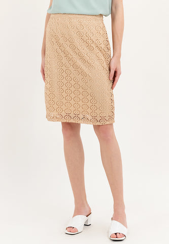 Krizia Lace Cream Skirt