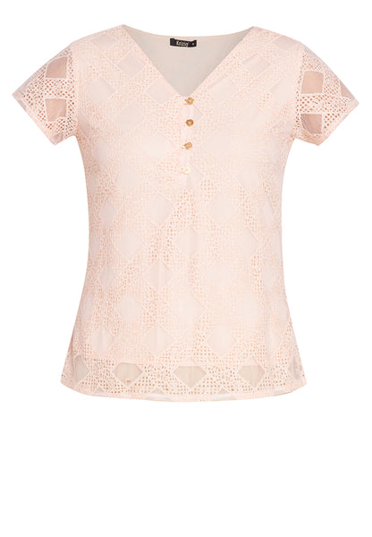 Krizia V-neck Checkered Lace Blouse