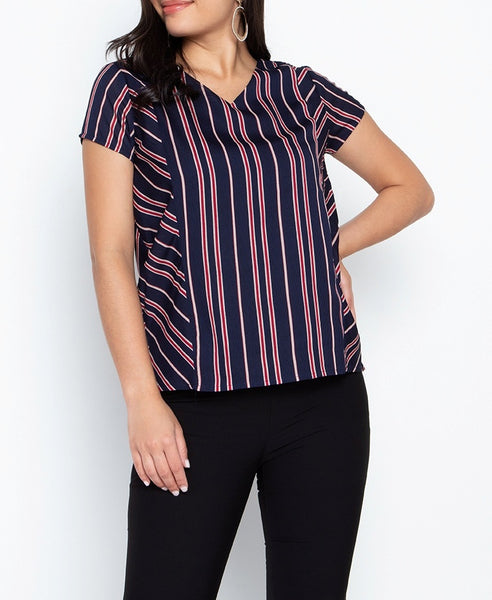 V-Neck Stripes Blouse