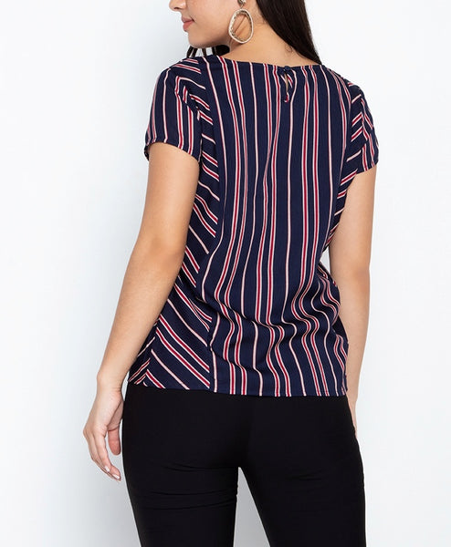 V-Neck Stripes Blouse