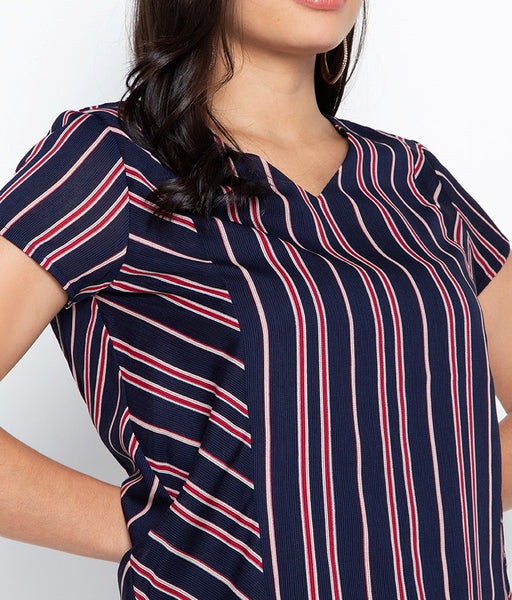 V-Neck Stripes Blouse