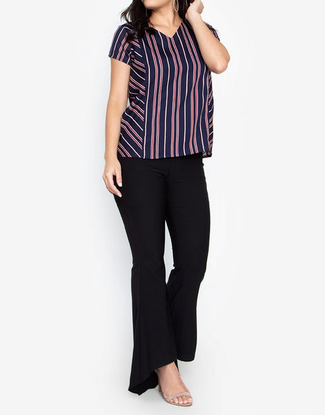 V-Neck Stripes Blouse