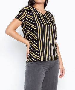 V-Neck Stripes Blouse