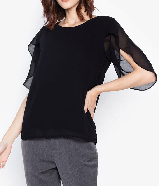 Overlap Sleeve Flowy Blouse