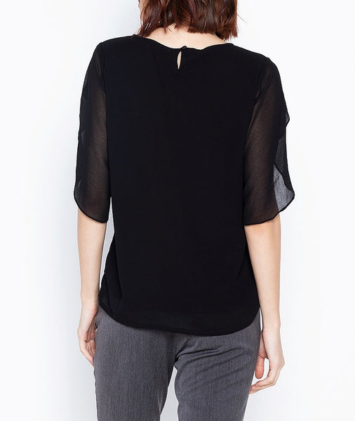 Overlap Sleeve Flowy Blouse