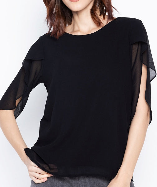 Overlap Sleeve Flowy Blouse