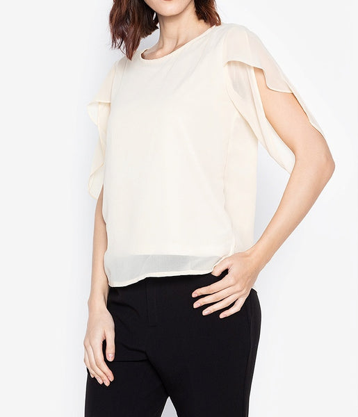 Overlap Sleeve Flowy Blouse