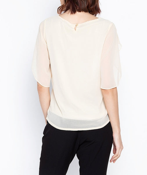 Overlap Sleeve Flowy Blouse