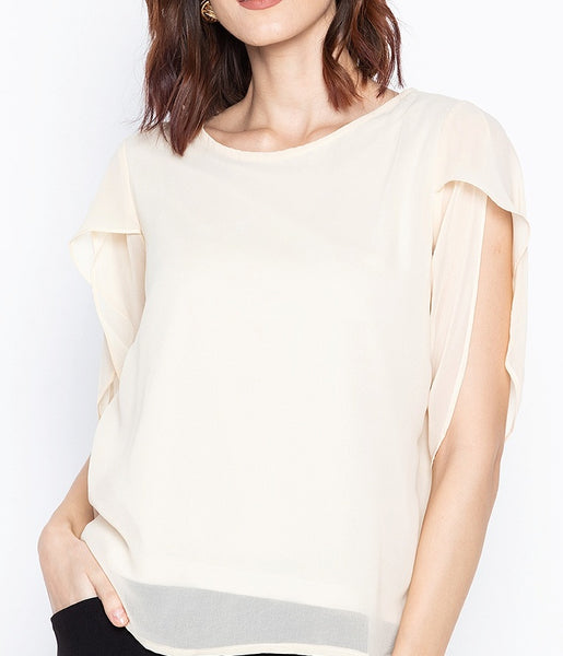 Overlap Sleeve Flowy Blouse