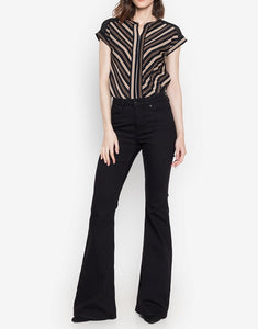 Striped V-Cut Soft Satin Blouse