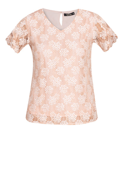 Krizia V-neck Frill Sleeve Lace Blouse Top