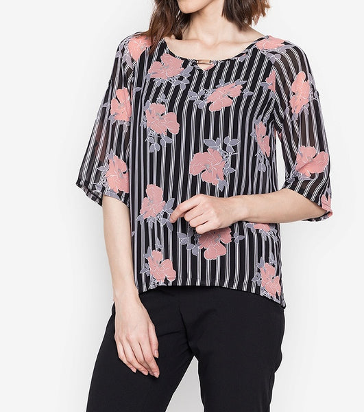 Printed V-Cut Blouse