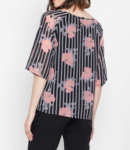 Printed V-Cut Blouse