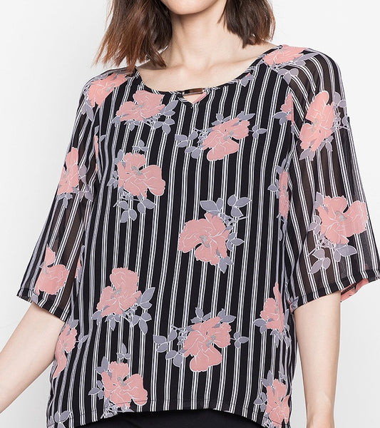 Printed V-Cut Blouse