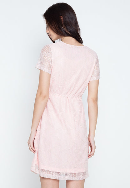 Overlap Drawstring Lace Dress