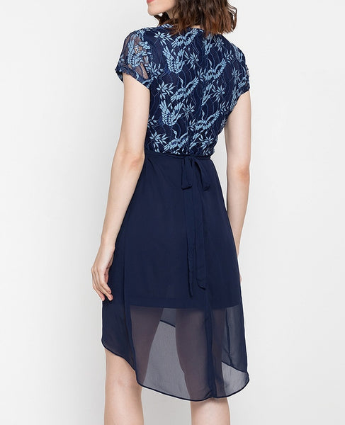 Lace Dress with Overlap Skirt & FREE Crystal Belt