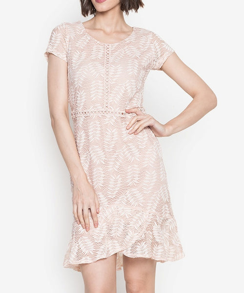 Lace Tiered Hem Dress With Trimmings