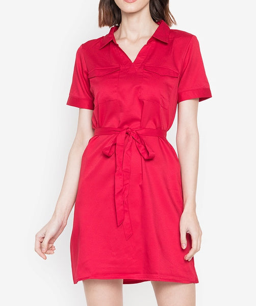 Collared Shift Dress with Pockets