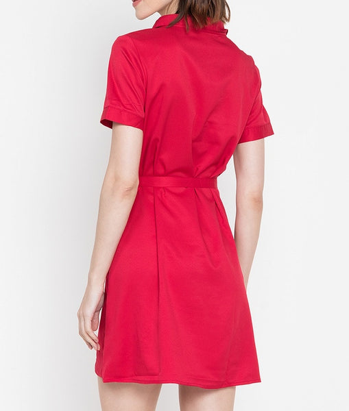 Collared Shift Dress with Pockets