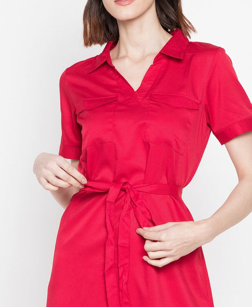 Collared Shift Dress with Pockets