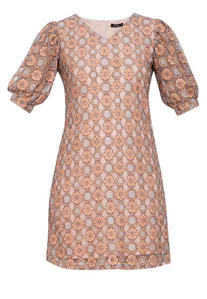 Krizia Puff Sleeve Button Down Lace Dress