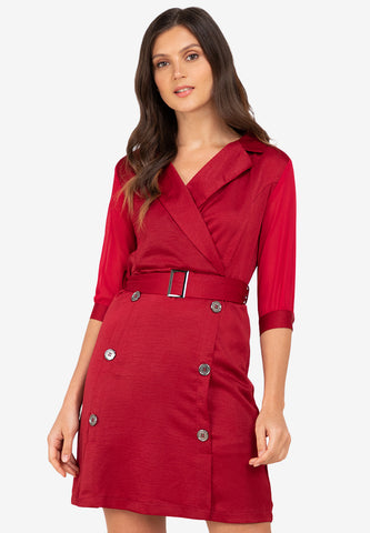 Krizia Silky Cotton Trench Dress with Belt Korean Style