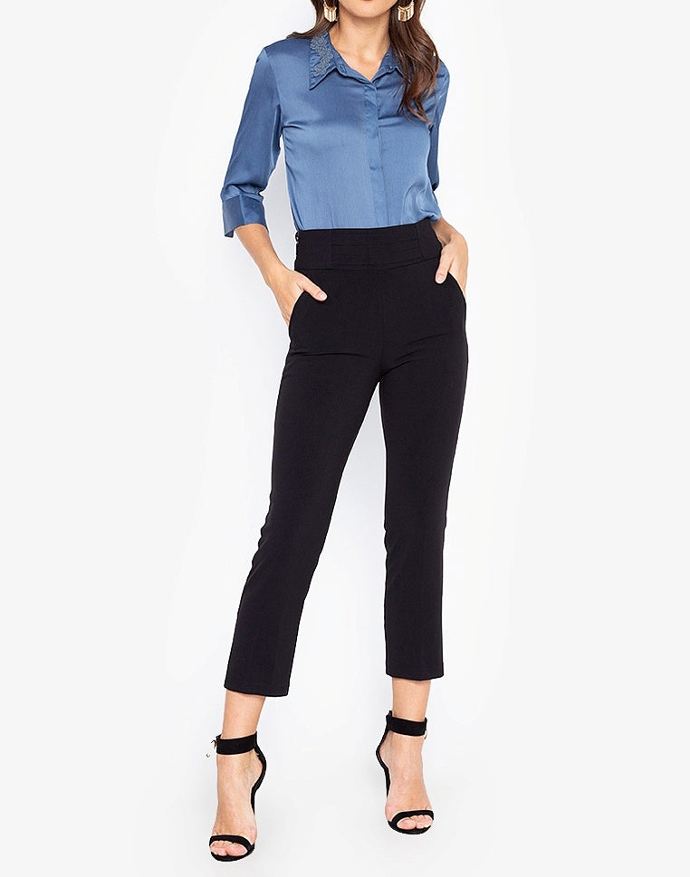 Highwaist Detail Straight Cut Pants